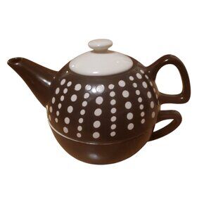 2-In-1 Brown and White Teapot in Cup